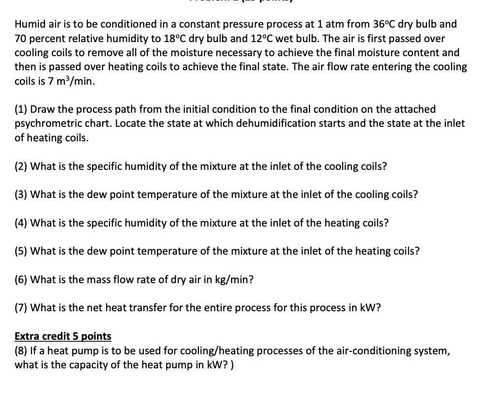 Solved Humid air is to be conditioned in a constant pressure