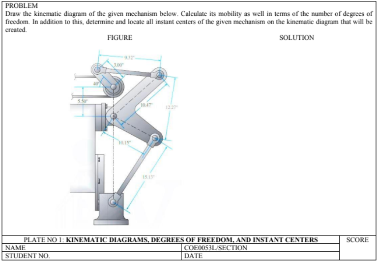 [Solved] PROBLEM Draw the kinematic diagram of the given