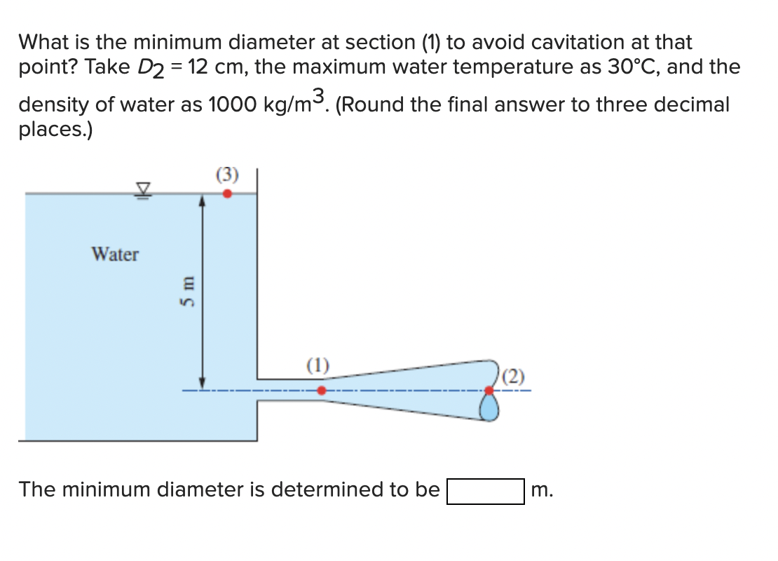 Solved What is the minimum diameter at section (1) to avoid | Chegg.com