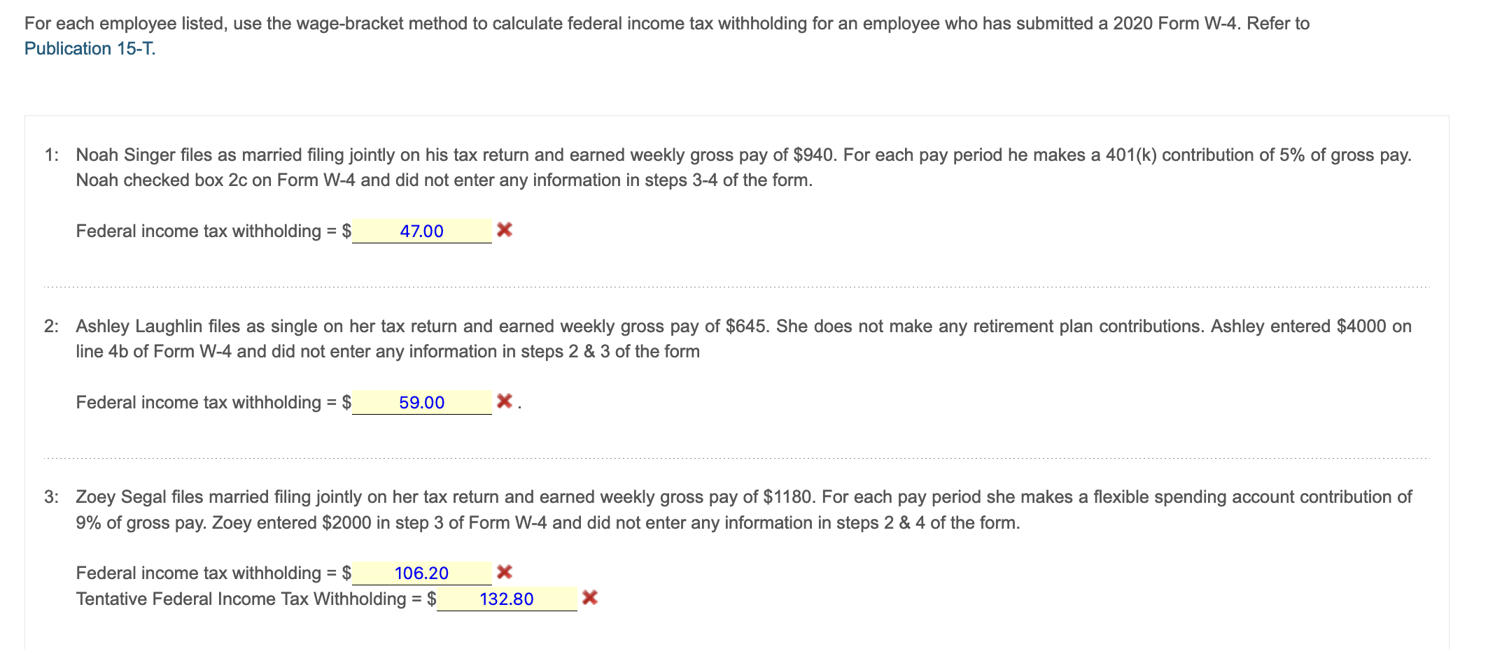 Solved Or Each Employee Listed, Use The Wage-bracket Method | Chegg.com