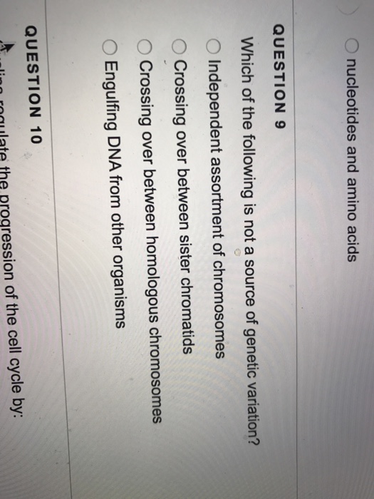 Solved Which of the following is not a source of genetic | Chegg.com