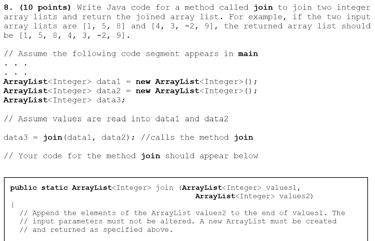 8 10 Points Write Java Code For A Method Called Chegg Com