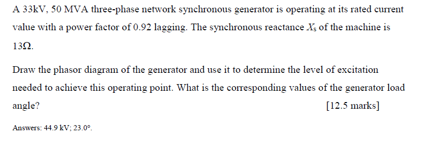 Solved A 33kV, 50 MVA three-phase network synchronous | Chegg.com