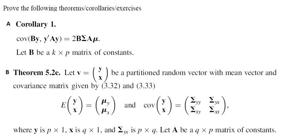 Prove The Following Theorems/corollaries/exercises A | Chegg.com