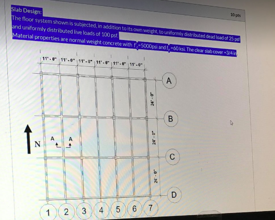 Solved 10 pts Slab Design: The floor system shown is | Chegg.com