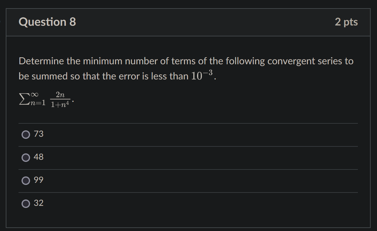 Solved Determine the minimum number of terms of the | Chegg.com