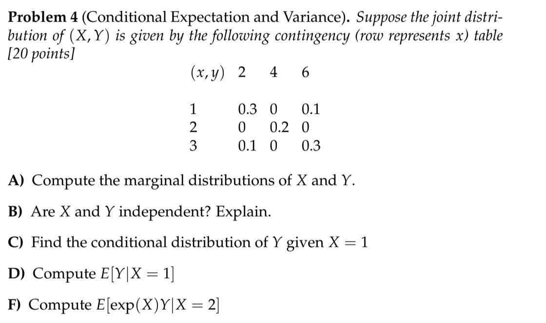 Solved Problem 4 Conditional Expectation And Variance 3259