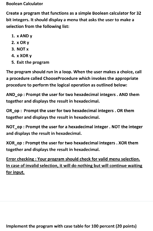 Solved boolean calculator create a program that functions as chegg