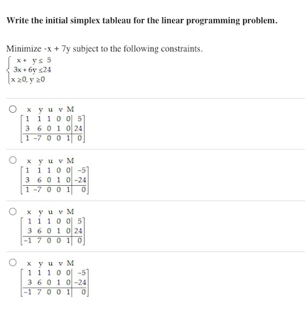 Solved Write the initial simplex tableau for the linear | Chegg.com