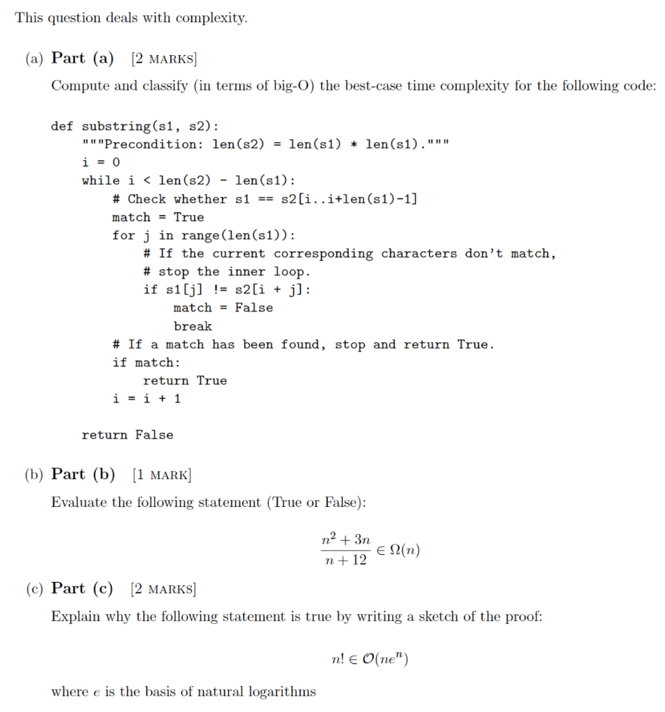 Solved nis question deals with complexity. (a) Part (a) [2 | Chegg.com