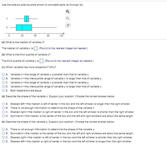 Solved Use the side-by-side boxplots shown to complete | Chegg.com