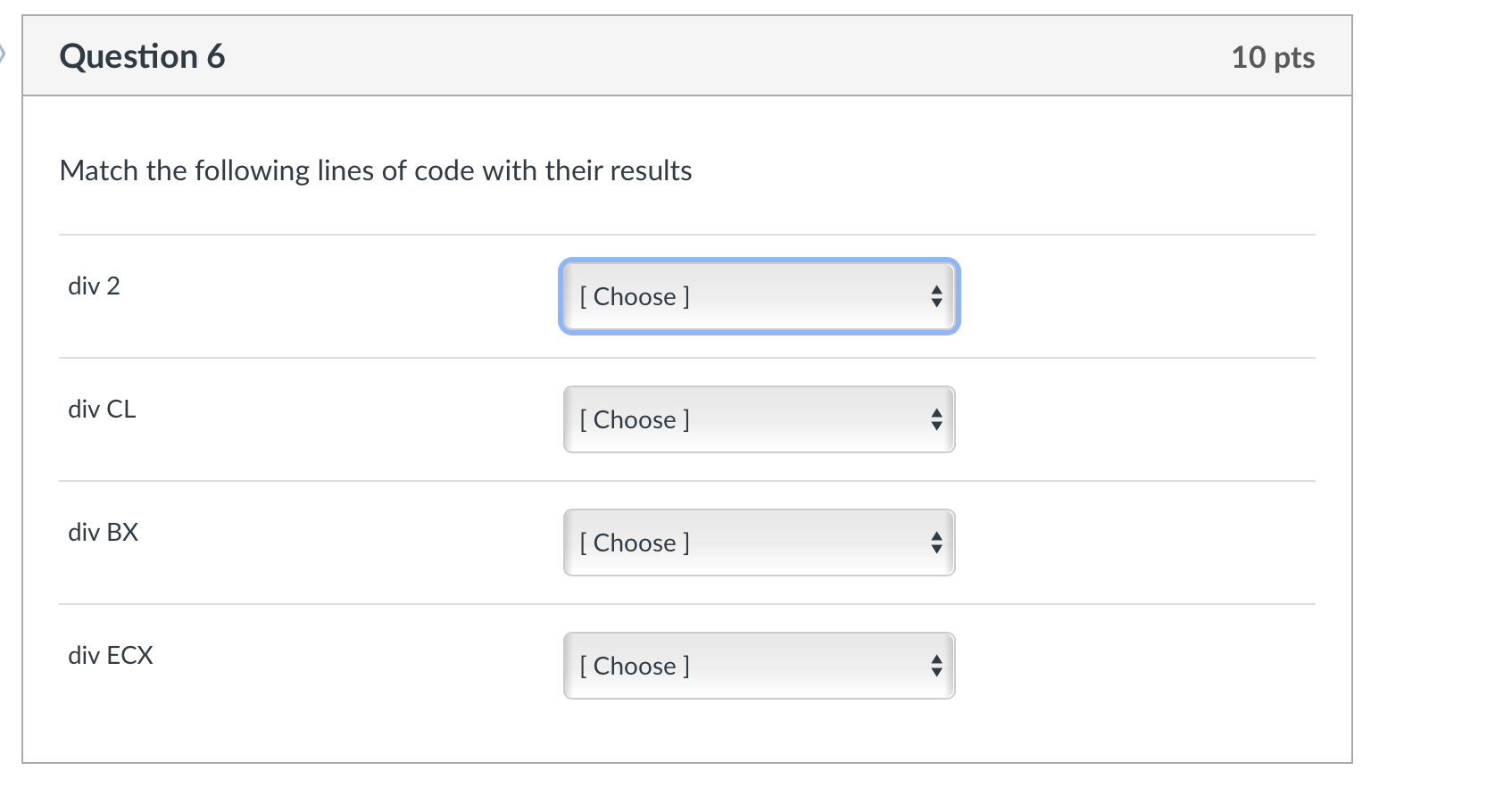 Solved Question 6 10 pts Match the following lines of code | Chegg.com