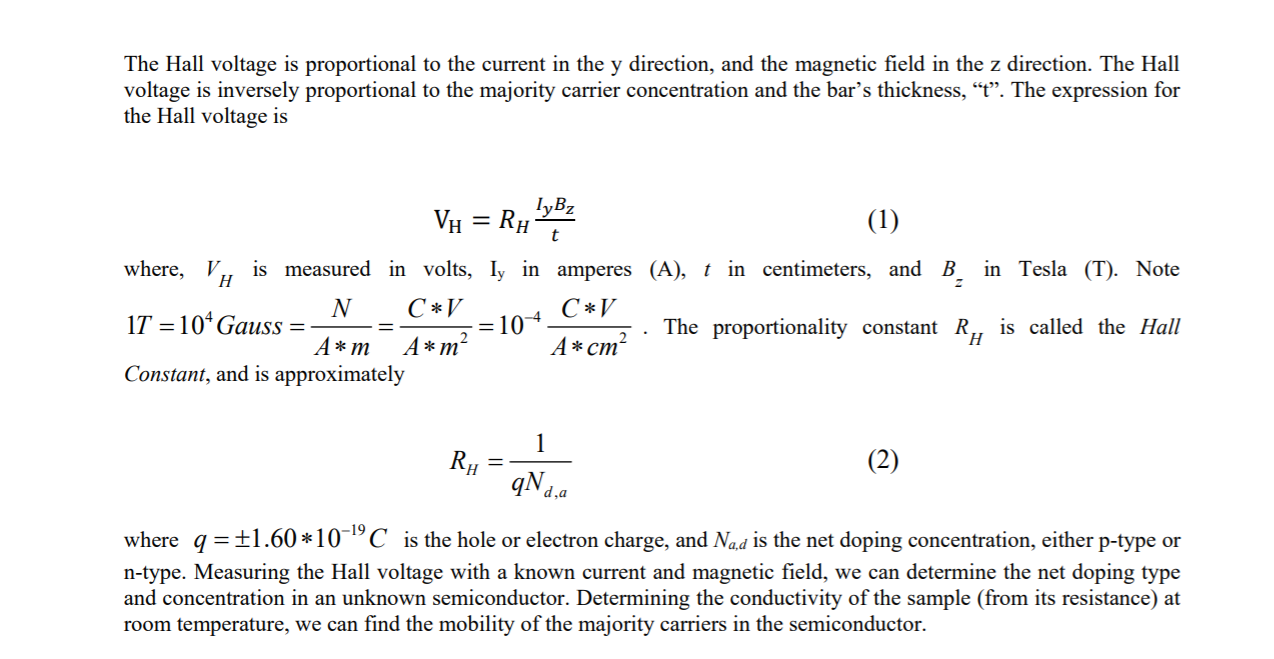 The Hall voltage is proportional to the current in | Chegg.com