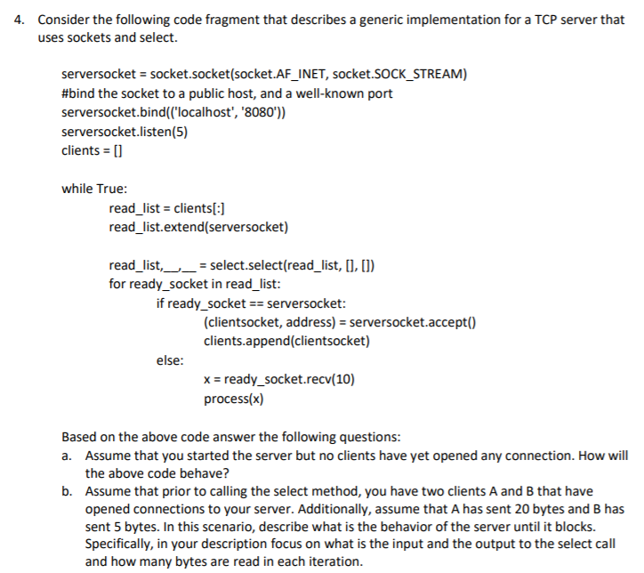 Solved 4. Consider the following code fragment that | Chegg.com