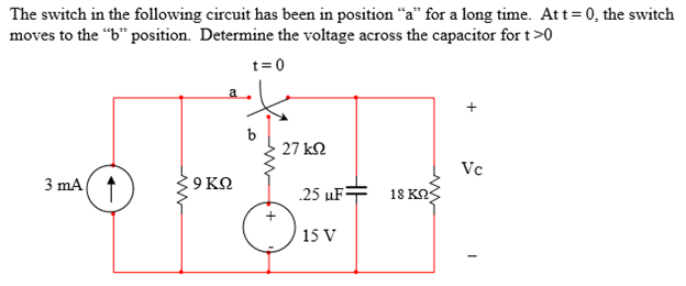 Solved The switch in the following circuit has been in | Chegg.com