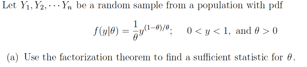 Solved Let Y1,Y2,⋯Yn be a random sample from a population | Chegg.com