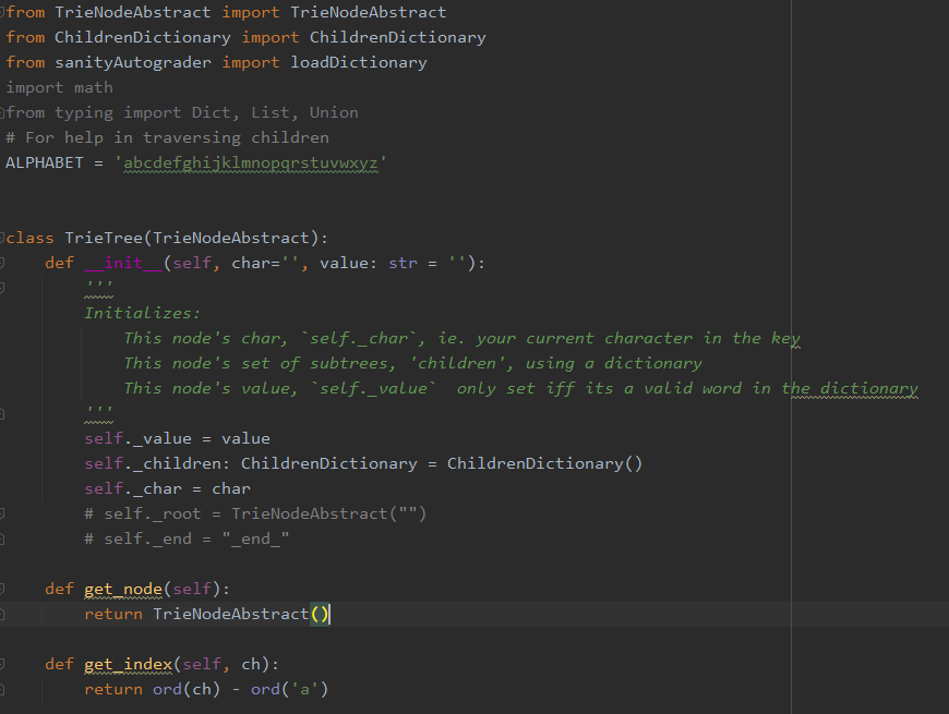 Solved from TrieNodeAbstract import TrieNodeAbstract from | Chegg.com