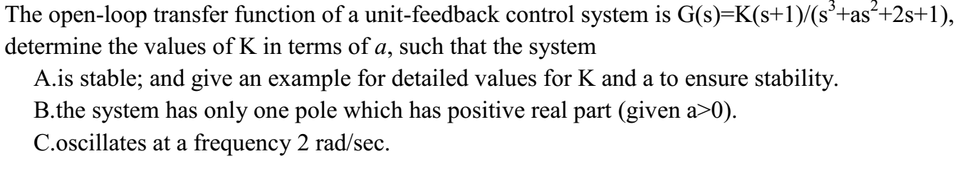 Solved The open-loop transfer function of a unit-feedback | Chegg.com