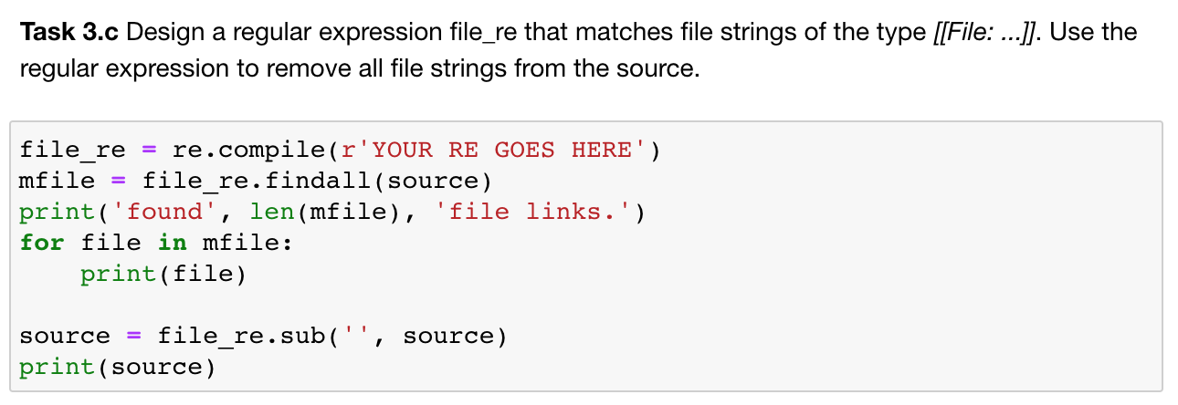 Solved Task 3.c Design A Regular Expression File_re That | Chegg.com