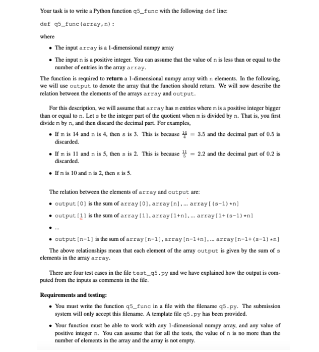 Solved Your task is to write a Python function q5_func with | Chegg.com