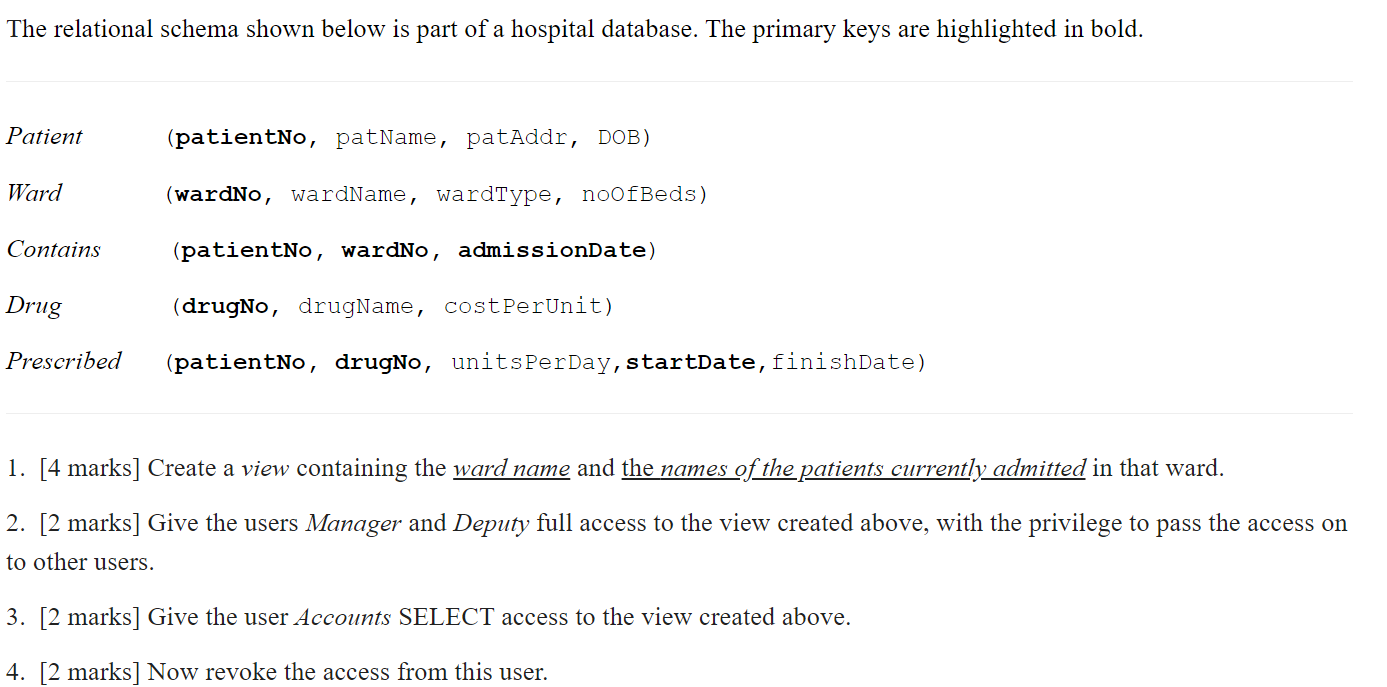 Solved The relational schema shown below is part of a | Chegg.com