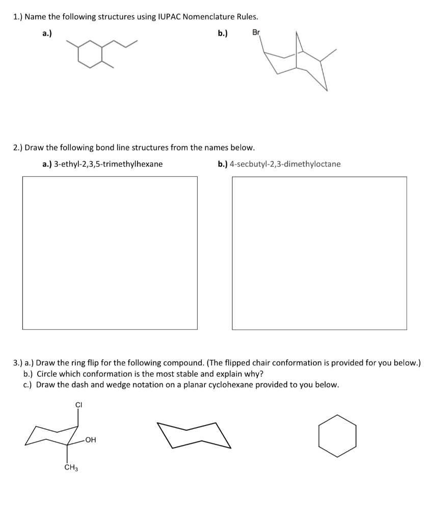 Solved 1.) Name The Following Structures Using IUPAC | Chegg.com