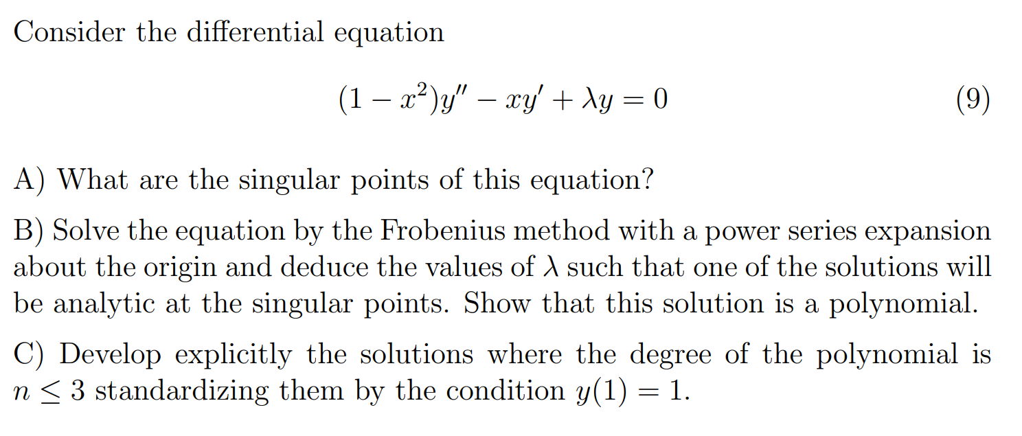 Solved Consider the differential equation (1 - c^)/” – ng+ 1 | Chegg.com