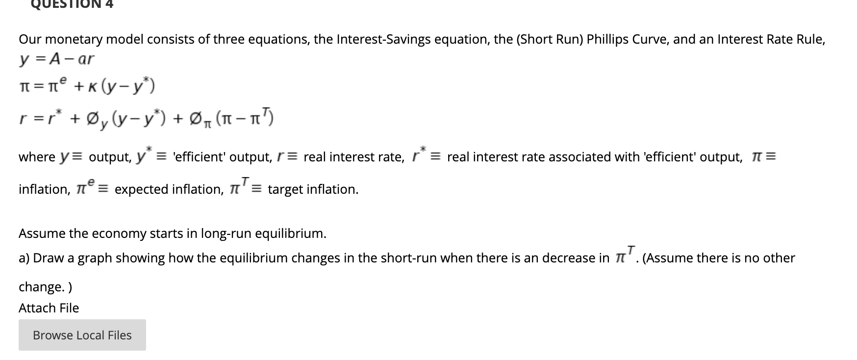 Solved Our monetary model consists of three equations, the | Chegg.com