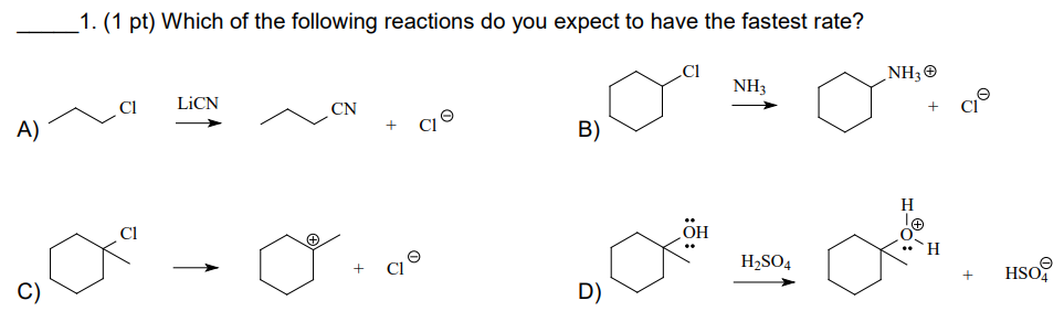 Solved 1. (1 pt) Which of the following reactions do you | Chegg.com