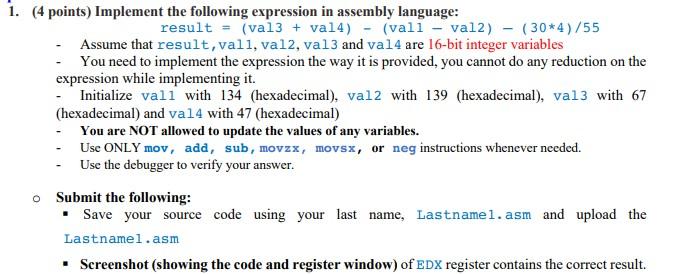(4 points) Implement the following expression in | Chegg.com