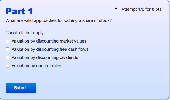 solved-part-1-what-are-valid-approaches-for-valuing-a-share-chegg