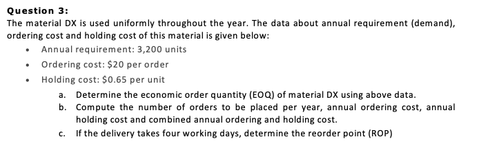 Solved Question 3: The material DX is used uniformly | Chegg.com