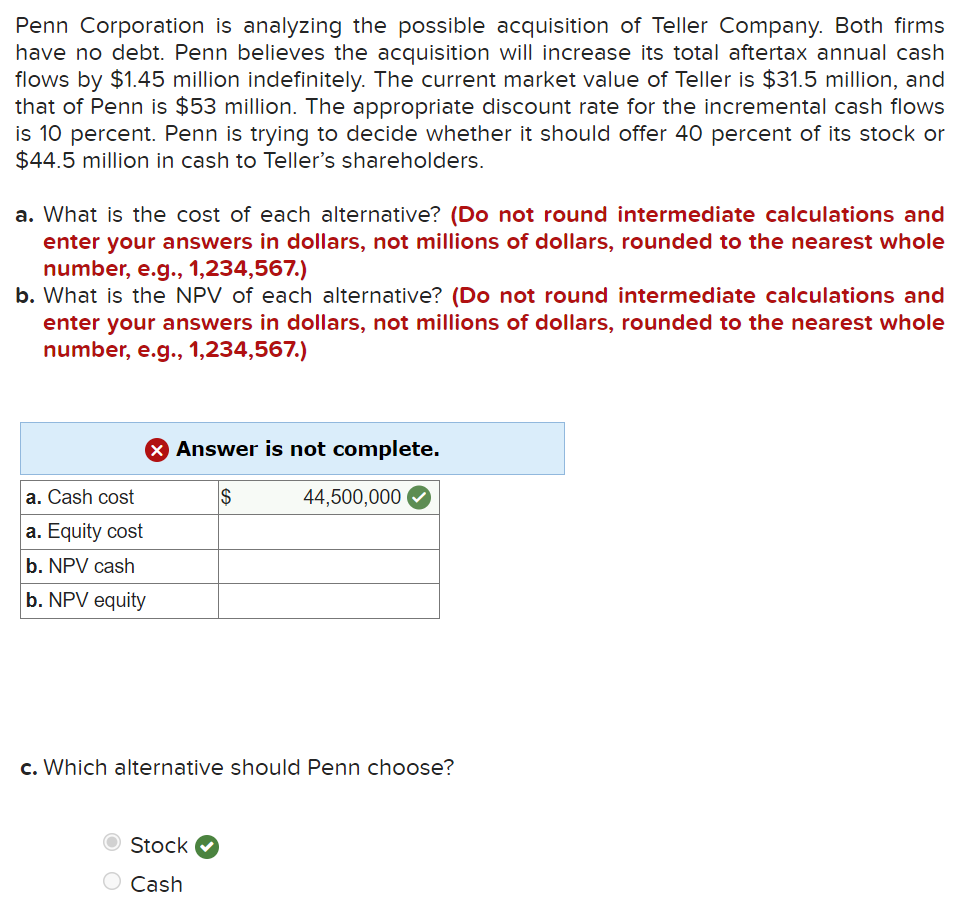 Solved Penn Corporation Is Analyzing The Possible