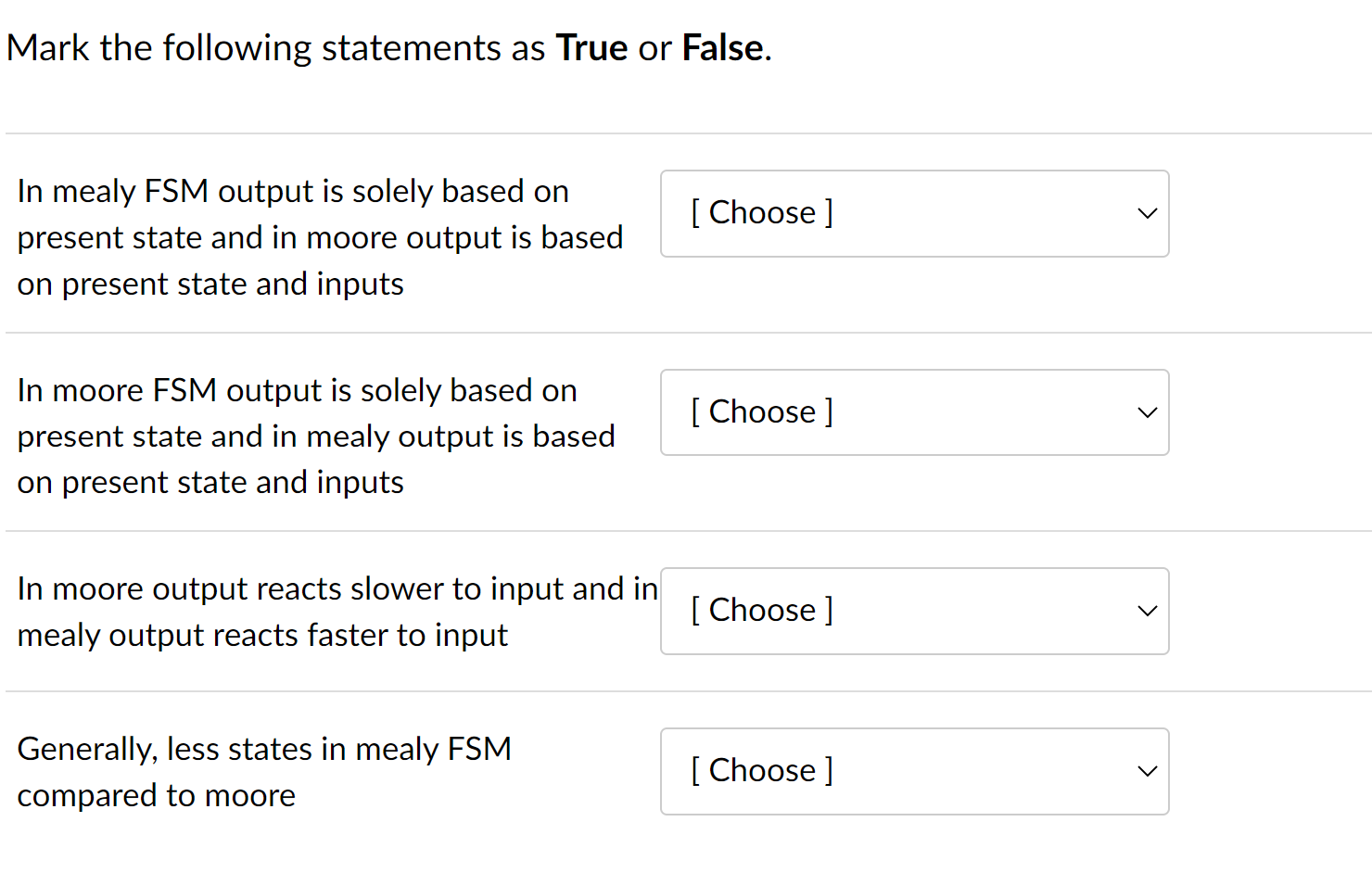 Solved Mark the following statements as True or False. | Chegg.com