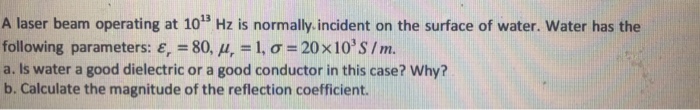 Solved A Laser Beam Operating At 10^13 Hz Is Normally | Chegg.com