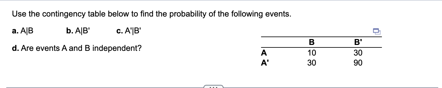 Solved Use The Contingency Table Below To Find The | Chegg.com