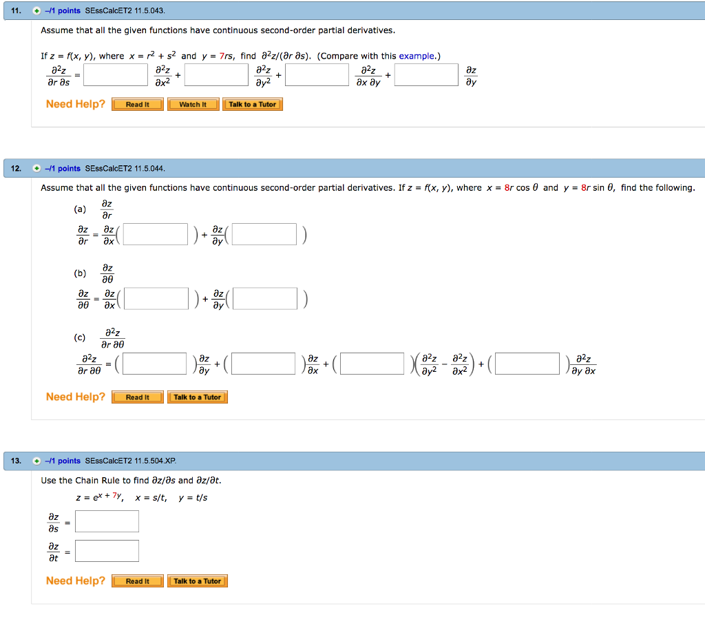 Solved 11, + 'M points SEssCalcET2 11.5.043 Assume that all | Chegg.com