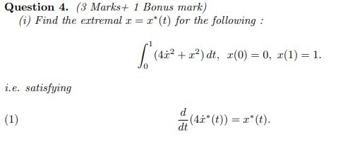 Solved Question 4. (3 Marks+ 1 Bonus mark) (1) Find the | Chegg.com