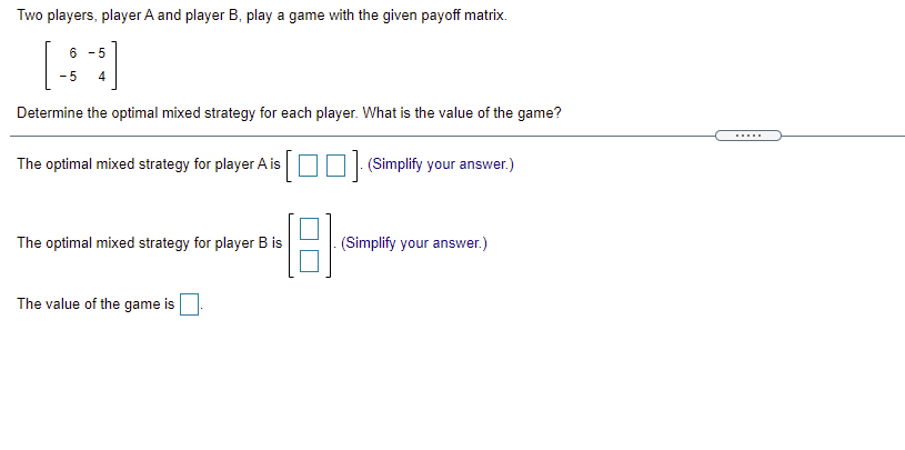 Solved Two Players, Player A And Player B, Play A Game With | Chegg.com