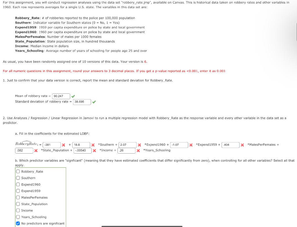 For this assignment, you will conduct regression | Chegg.com