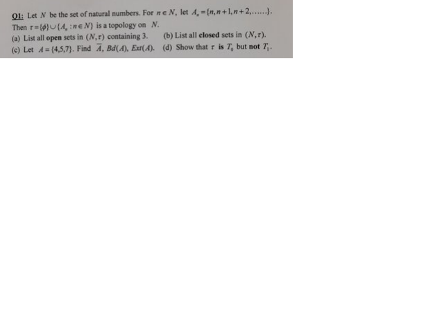 Solved 01: Let N be the set of natural numbers. For ne N, | Chegg.com