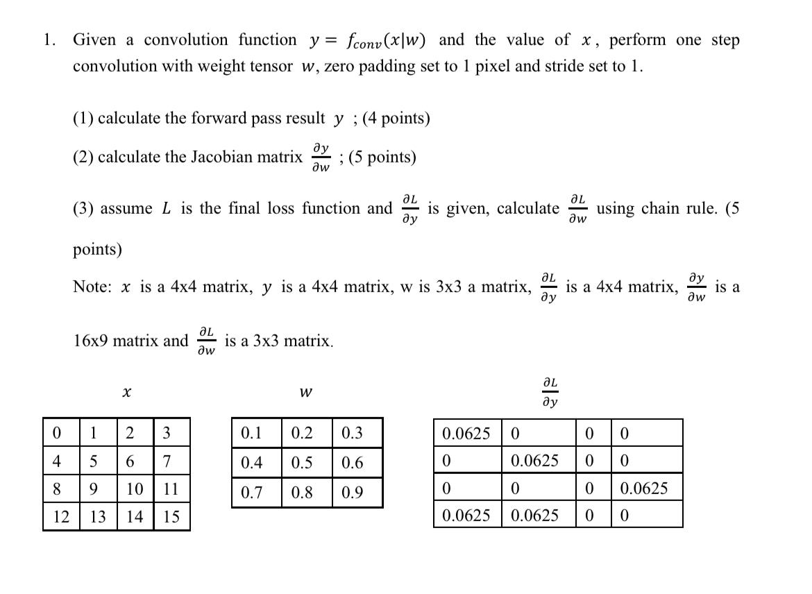 Solved 1. Given a convolution function y = fconv(x[w) and | Chegg.com