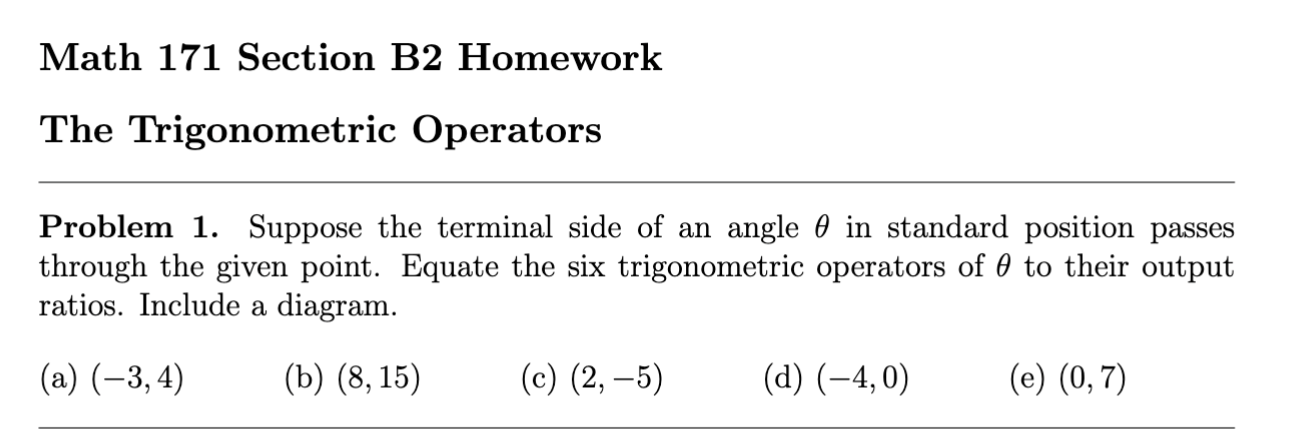 Solved Problem 1. Suppose the terminal side of an angle θ in | Chegg.com