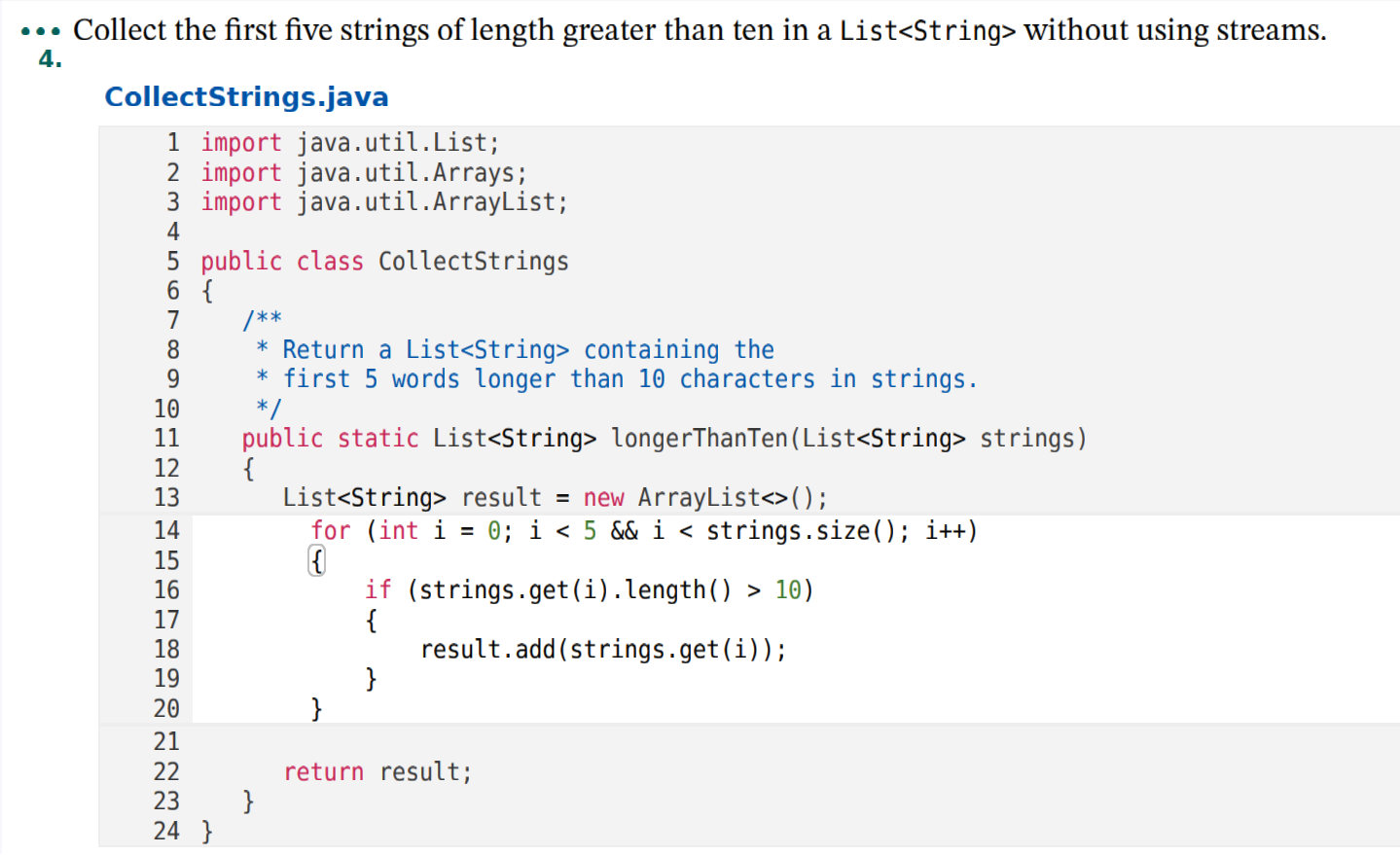 Solved Collect the first five strings of length greater than | Chegg.com