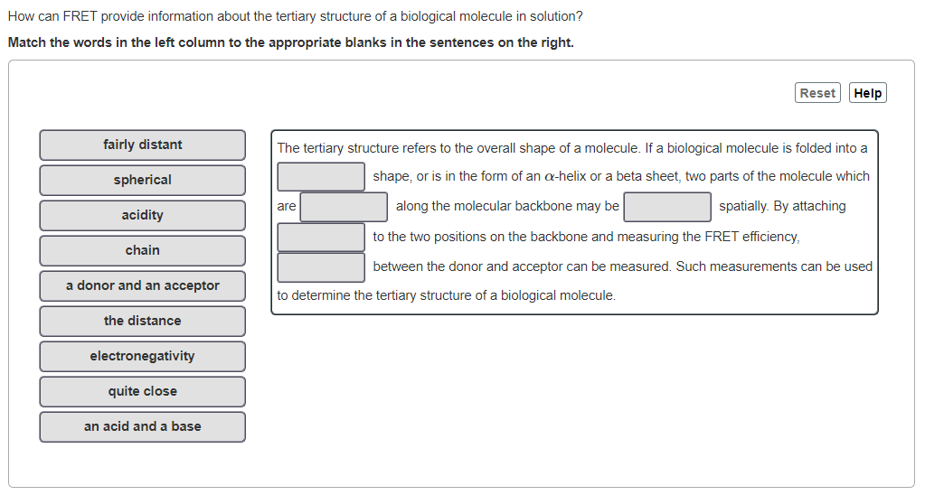 Solved How can FRET provide information about the tertiary | Chegg.com