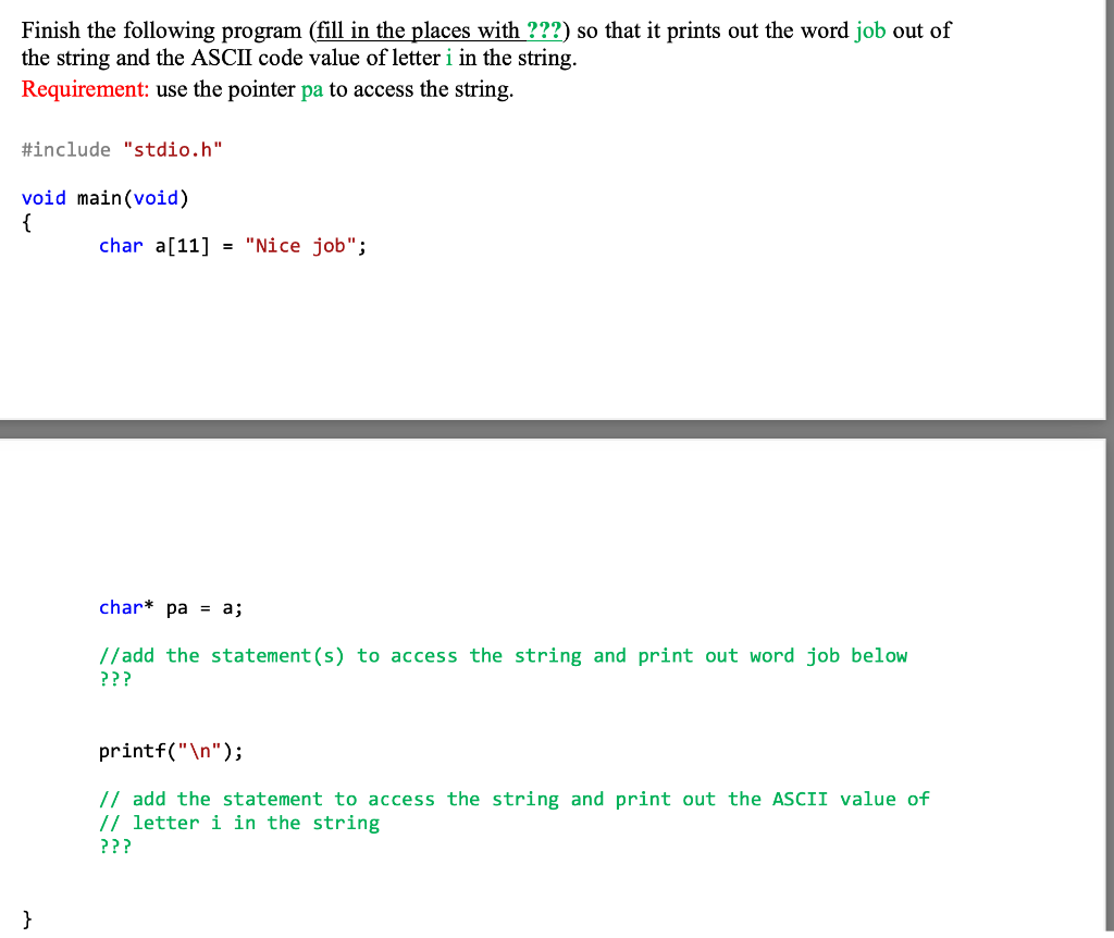 Solved Finish the following program (fill in the places with | Chegg.com