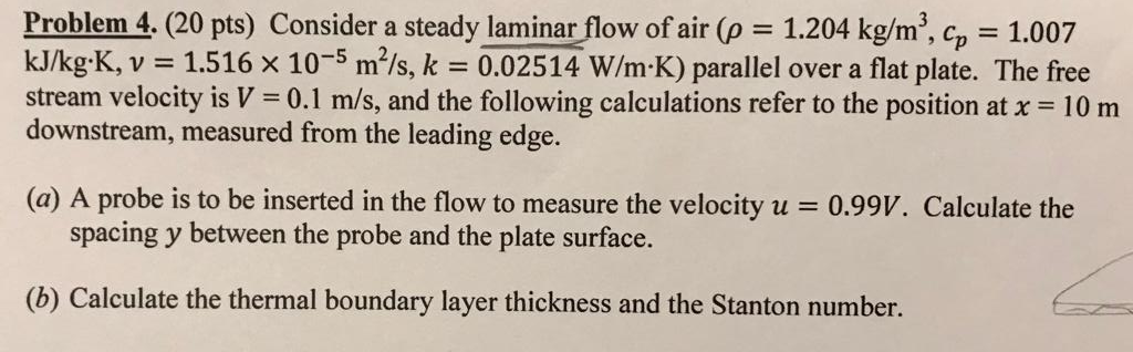 Solved Problem 4. (20 pts) Consider a steady laminar flow of | Chegg.com