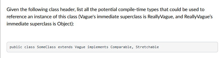 Solved Given the following class header, list all the | Chegg.com