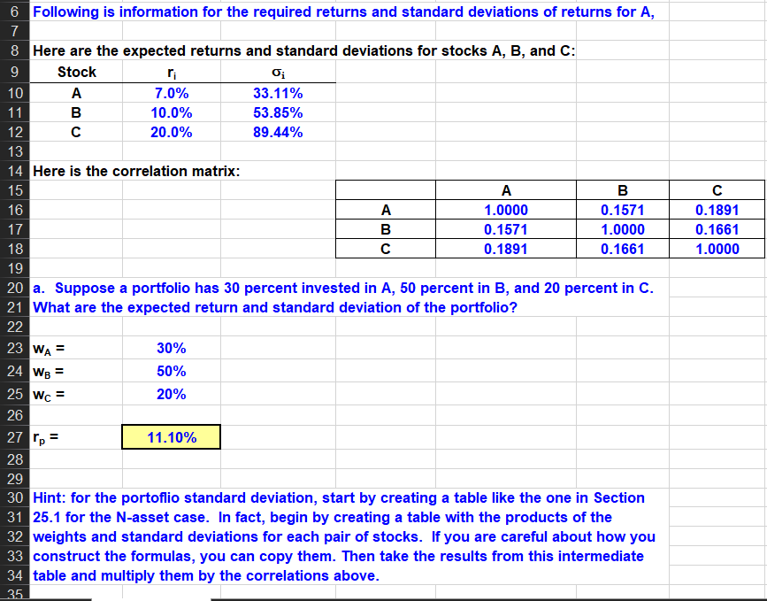 Standard Deviation Of Portfolio In Excel