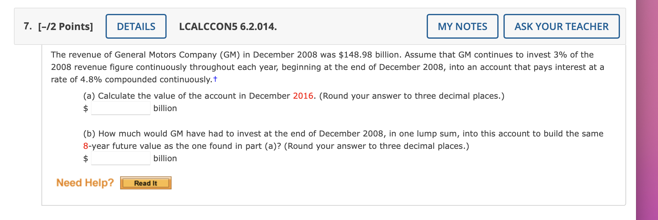Solved The revenue of General Motors Company (GM) in | Chegg.com